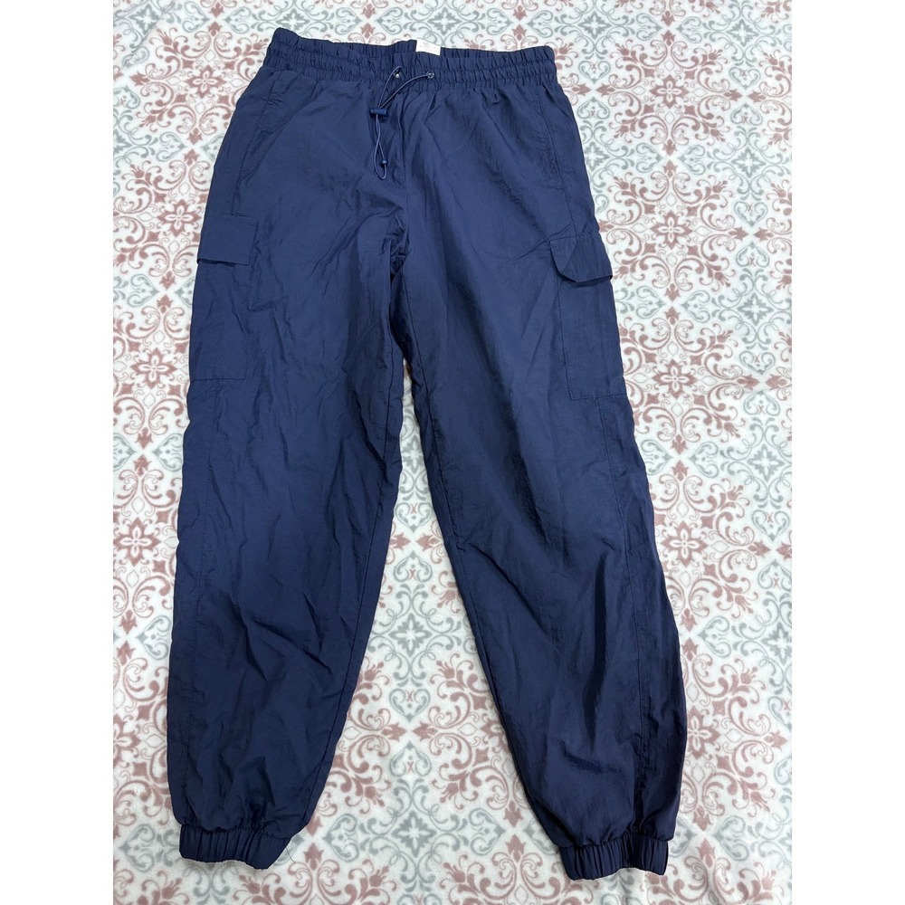 IML Mens Navy Blue Nylon Cargo Track Pants Mesh Lined Joggers Size Large